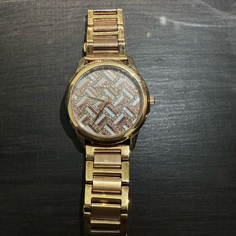 Rose Gold and White Patterned Watch
